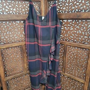 BP Plaid Midi Dress with Ruffles